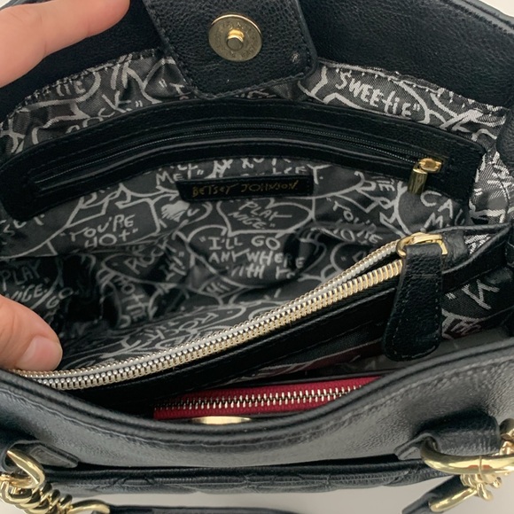 Betsey Johnson Clover Heart Chain Quilted Satchell Handbag - Picture 3 of 8